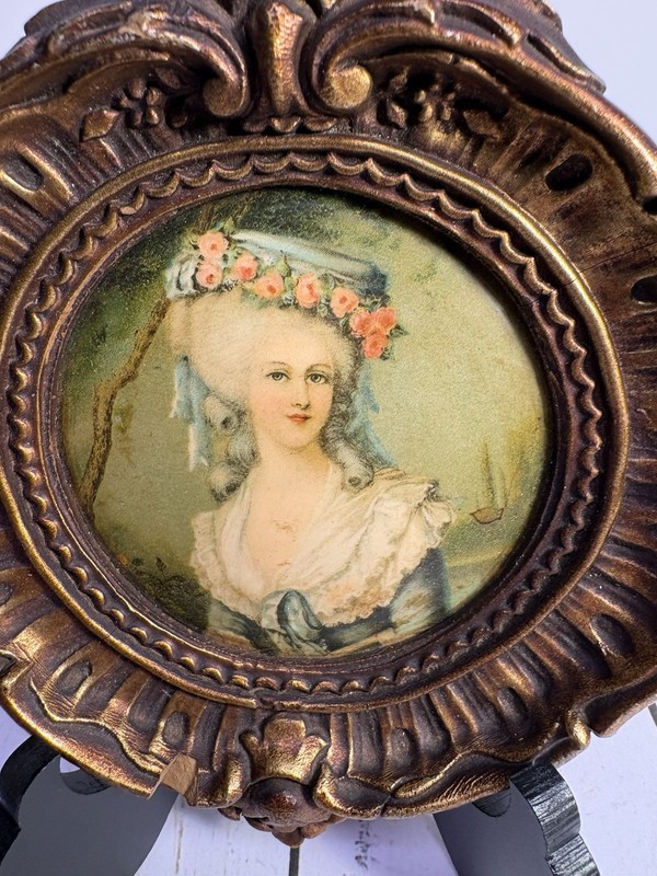 Antique French Miniature Celluloid Portrait gallery