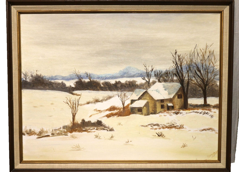 Original oil painting on Art Board by Ramsey Matted and Framed 27 x 21