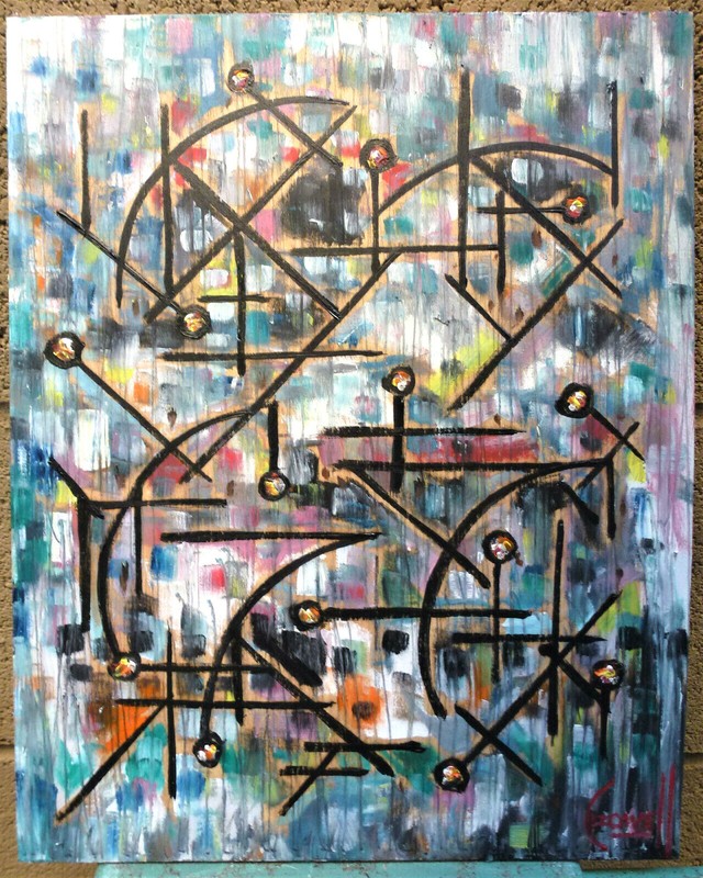 A LAZY DAY abstract new wow original 8x10 wood oil painting work signed Crowell
