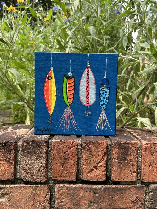 Fishing lure Acrylic On Canvas Original Painting fishing fish lures wall art 8x8 gallery