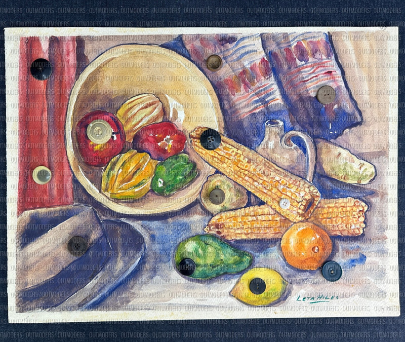 Leta Hiles ART TUTORIAL Water Color Painting MC Farmhouse 1948 Still Life Bounty