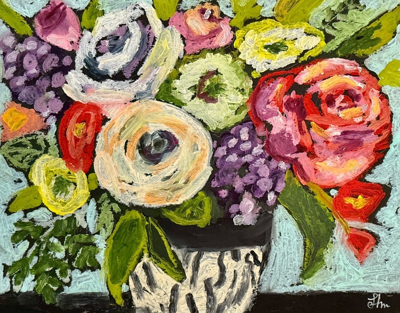 Original Floral Oil Painting 11x14 Signed Colorful Flowers Still Life gallery