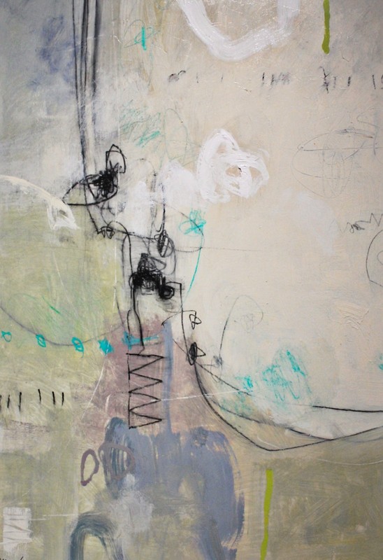 Ursula Brenner, «Beige Abstract», Oil on canvas, Framed