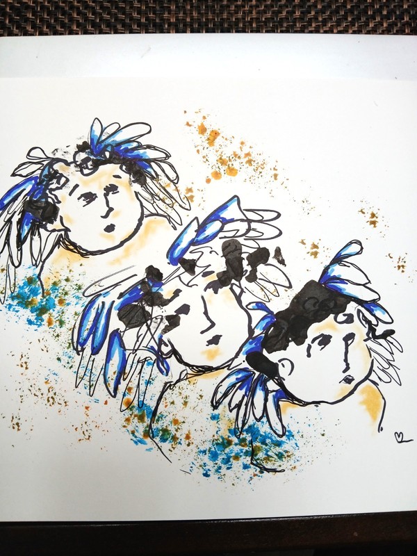 Angels Ink Painting OOAK-Abstract Signed 9″x12″ unframed