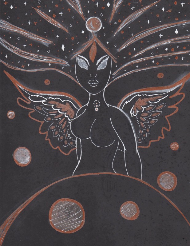 GALACTIC GODDESS IN MARKER ORIGINAL ARTWORK GREAT BIRTHDAY GIFT! FREE SHIPPING!!