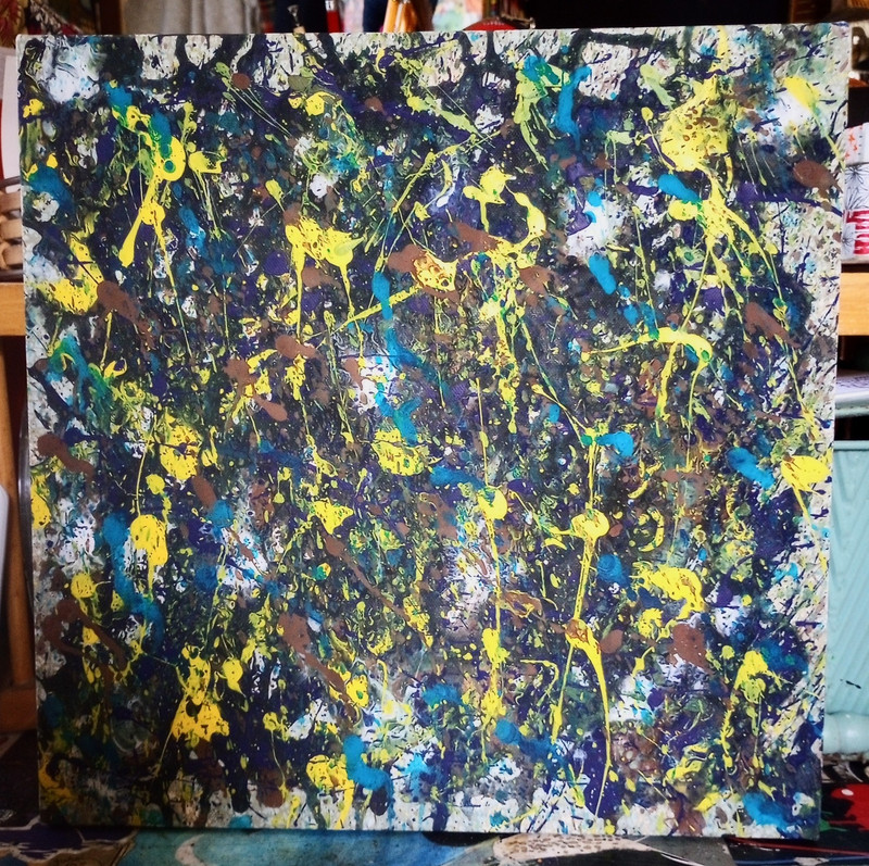 Abstract Splatter Drip Painting, Abstract Expressionism, Unframed Canvas