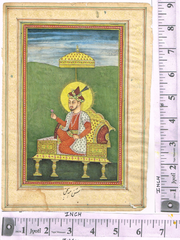 Portrait Painting Of Mughal Emperor Babur On Paper For Real Gold Artwork6.25X9" gallery