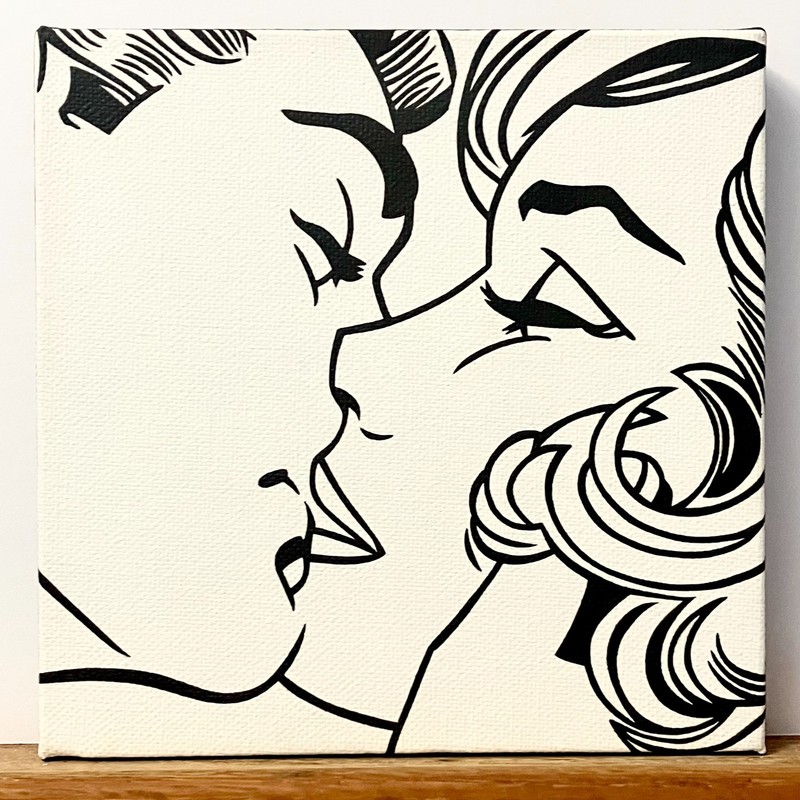 THE KISS original hand painted modern pop art acrylic painting on canvas