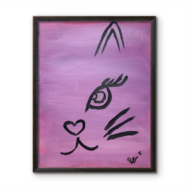Flirty Cat Original 14×11 Whimsical Folk Art Painting Canvas Signed Home Decor