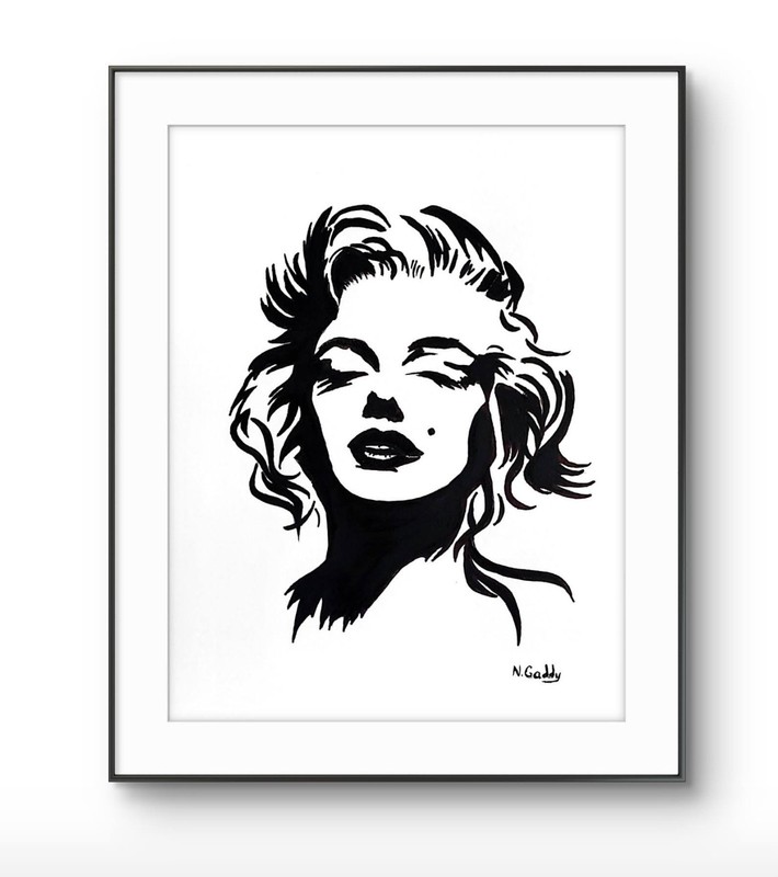 Original Expressionist Marilyn 14 x 11 Acrylic Painting on Art Paper
