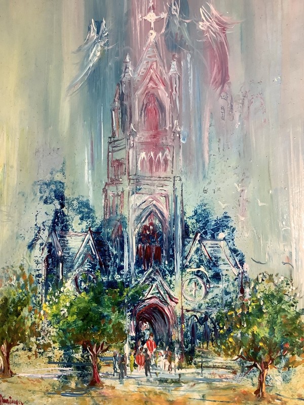 Framed Cathedral, Angels, Pastels, and Landscape 8×10 Artwork
