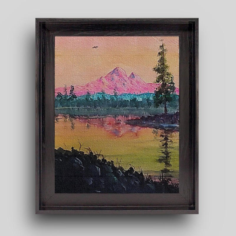 JOHN ART STUDIO Cotton Candy Mountain M 14×11 Original Expressionism Art 0022