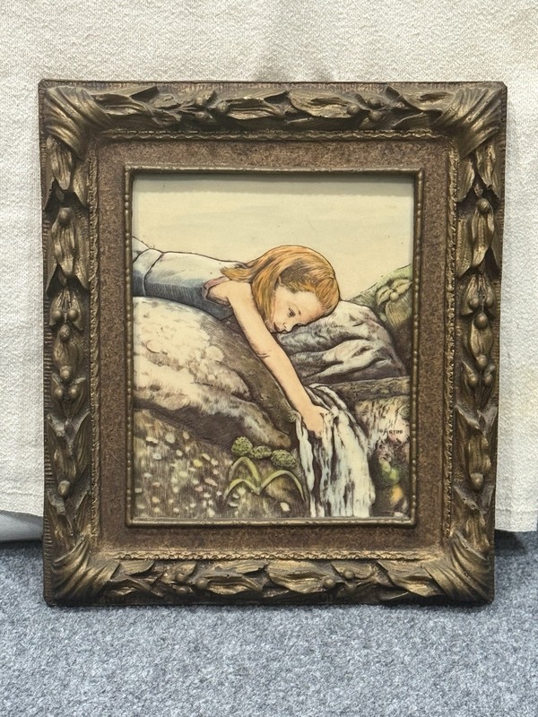 Vintage Artini Hand-Painted Twin Etched 4D Sculptured Engraving 002