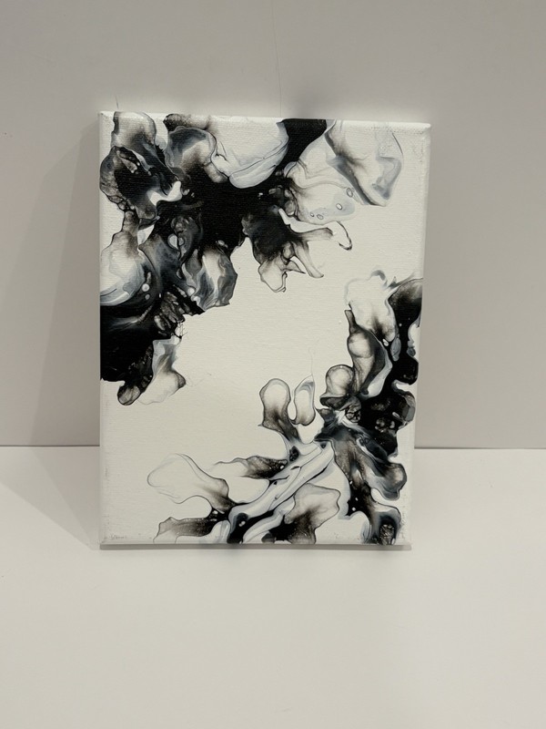 Abstract Acrylic Painting: Black & White – LH original – Blind artist made