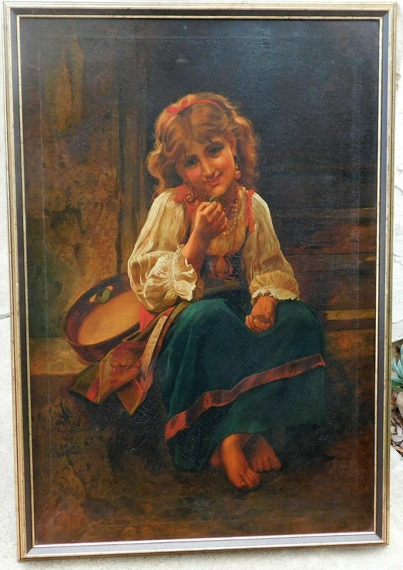 19th Century Gypsy Girl Large Canvas Wonderful work