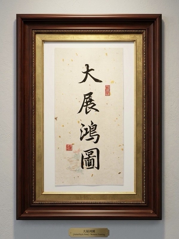 Unframed Chinese calligraphy 4 Characters On Gold Sprinkle Letter Paper大展鴻圖2659