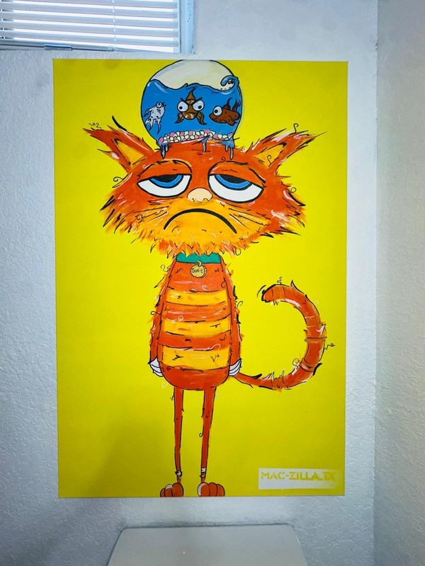 «Sun-E» the Sad Cat Acrylic Painting On Canvas (36Lx24W)