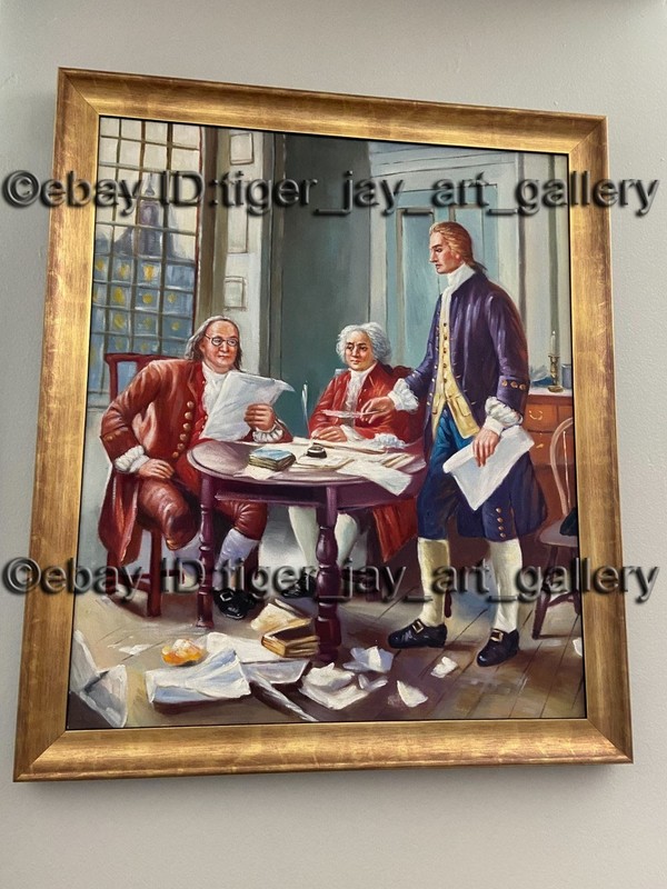 Writing Declaration of Independence 1776 Franklin Adams Jefferson Duplicate Art