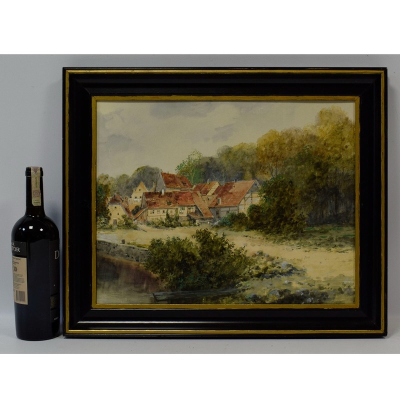 Ca 1910-1920 Old Painting Landscape, watercolor 22.4 x 18.7 in gallery