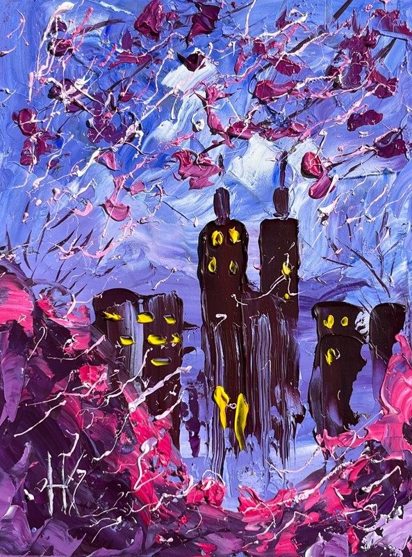 original painting small oil impasto cityscape landscape New York Central Park