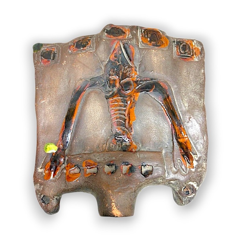 Alien Fossil Valve Wall Mount Industrial Horror Art Clay Vase Like Sculpture