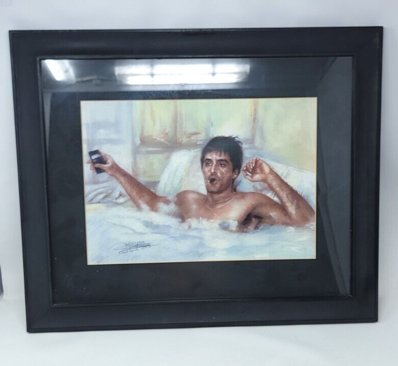 Al Pacino as Tony Montana Scarface Art Signed by Haiyan 2003 New York Framed gallery