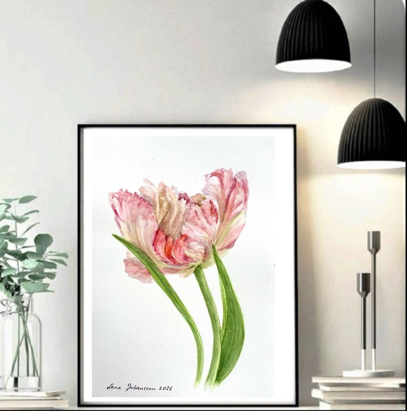 Original brand new watercolor still life ”A tulip” $65 art