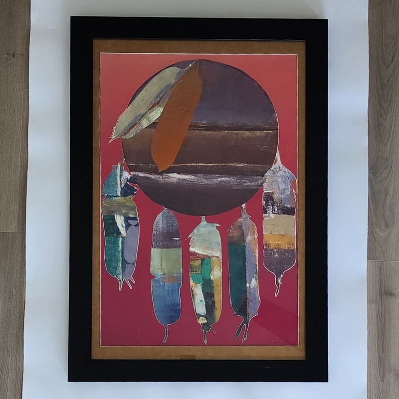 Jack Eggman Original Monotype Mixed Media Southwest Abstract Art Framed 40×29