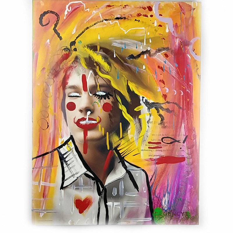 A Clockwork Barbie, Original Acrylic Over a Canvas Print 18 x 24