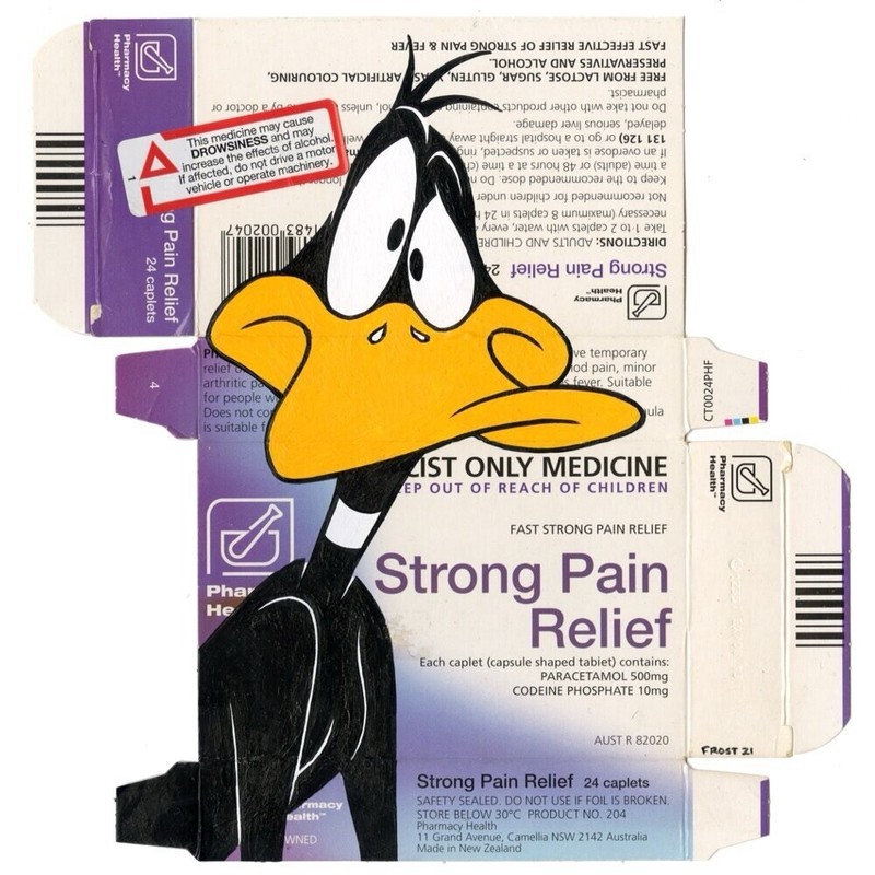 Ben Frost original Painting on packaging Daffy Duck Pain Relief! 2022 not print