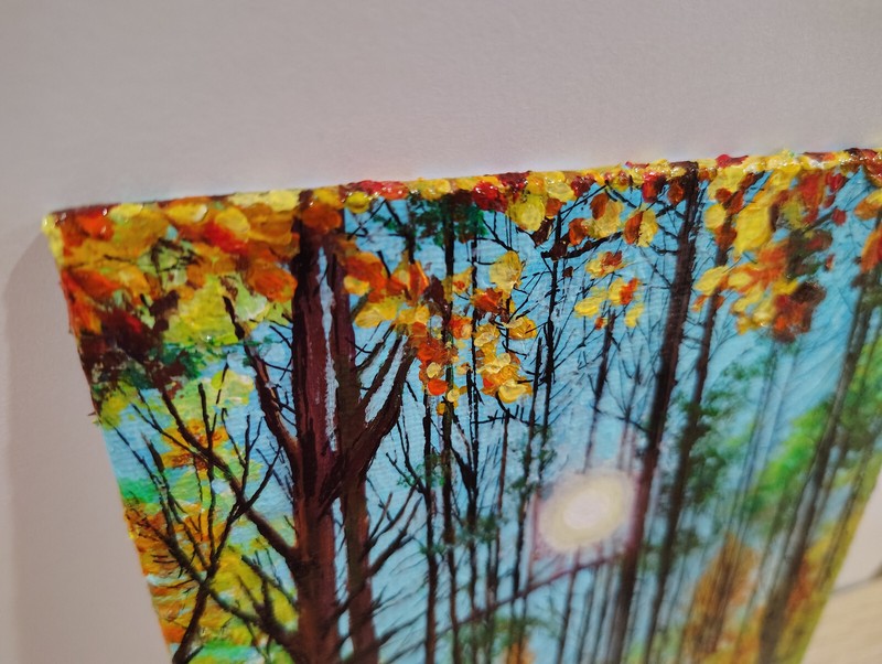 ORIGINAL Forest Landscape Sunrise Impressionism Acrylic Canvas Panel 5x7 Inches gallery