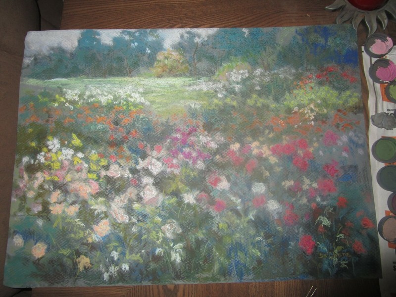 Signed Original Pastel By Peg DeChene Humphreys, The Rose Gardens 22″x 15.75″