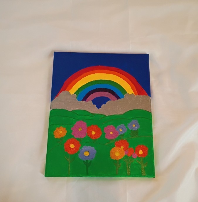 Rainbow Painting 11x14 Handmade Acrylic Canvas Wall Art colorful landscape OOAK gallery