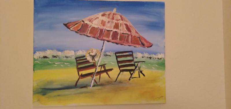 Acrylic Beach Painting on Canvas, size 16×20 inches. Finished 10/21.