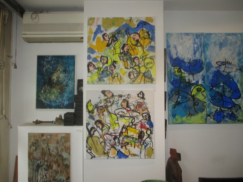 Music session 80x80cm acrylic painting Sonja Zeltner-Müller jazz rally Düsseldorf gallery