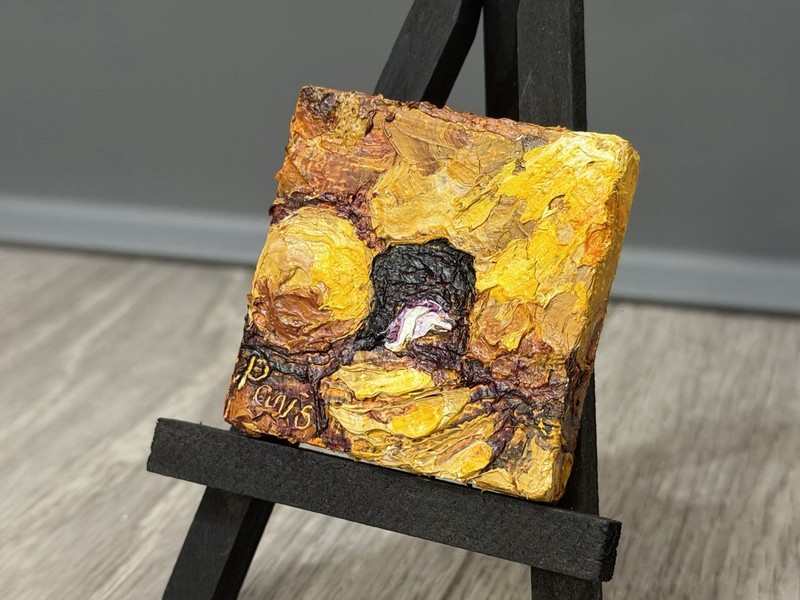 ‘He Has Risen’ Jesus’ Tomb Mini Oil Painting By Paris Wyatt Llanso 2x2” New gallery