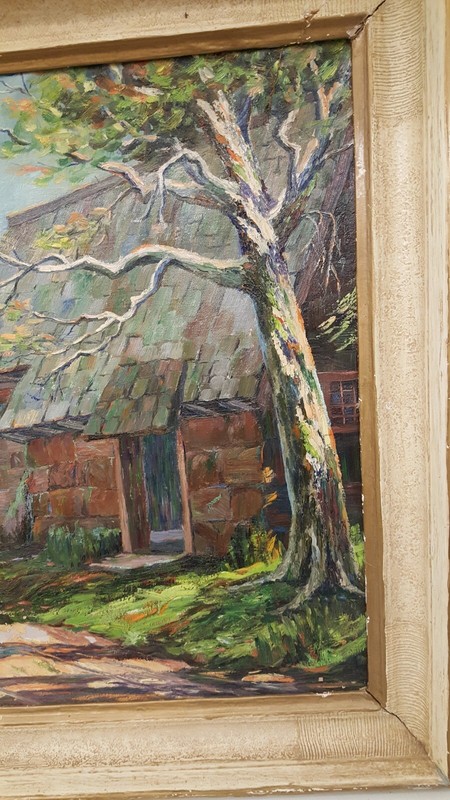 Vintage large Elsie Scull original oil painting Robesonia PA Furnace Mill Creek gallery