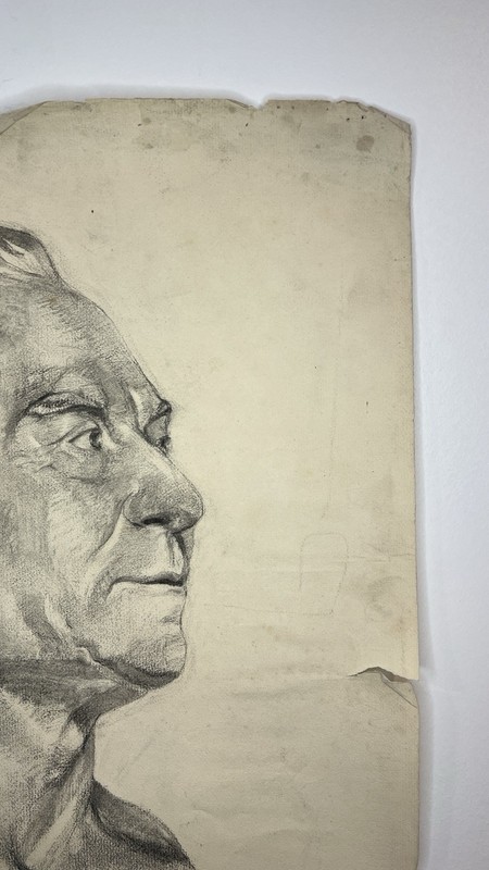 Two Sided Antique French Charcoal Sketch gallery