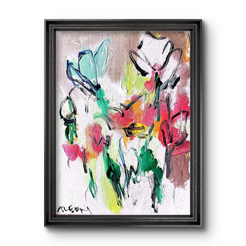 Aleph Original Botanical 14×11 Abstract Impressionist Wall Art Painting Canvas