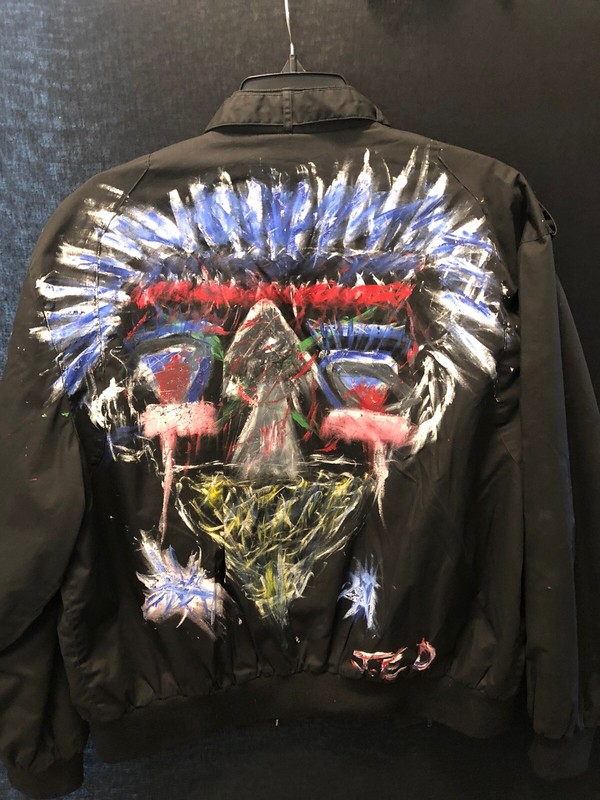 Members Only Jacket Oil Painted By Brooklyn Street Artist J.E.D. Paid $1000