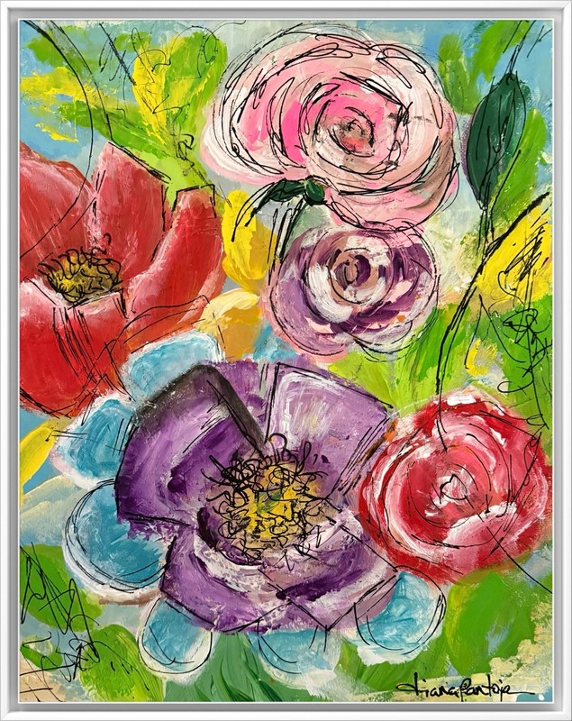 Flowers 11×14 Canvas Panel Original Artwork Expressionist Fine Art Decor