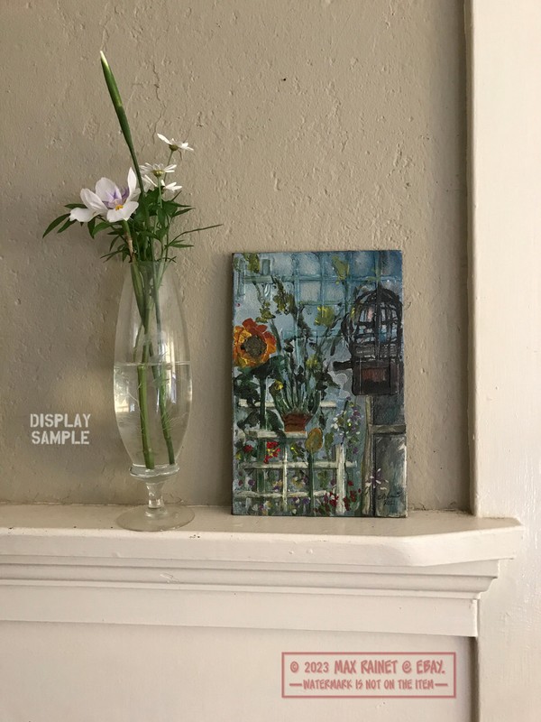 Birds + Flowers in Greenhouse 2021 C Peterson * Original Oil Painting * textural gallery