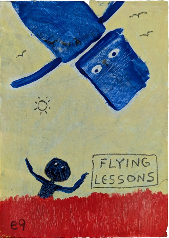 ACEO Original 2-pack: e9Art «flying lessons» and «portrait study on yellow»