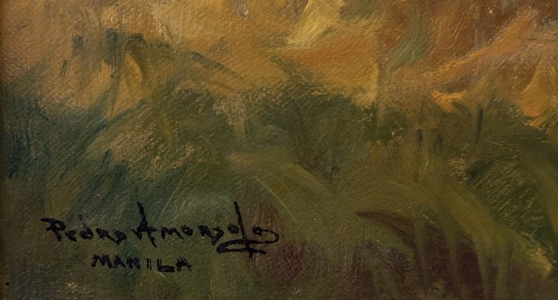 PEDRO AMORSOLO Original Signed Vintage FILIPINO Oil Painting Philippines c. 1955 gallery