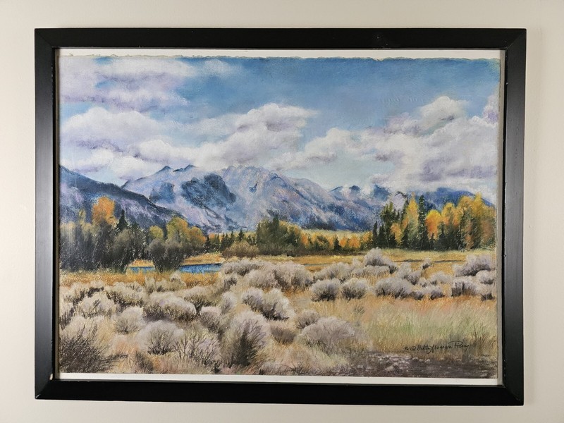 Large Original Signed Delita Alvarez Piercy Charcoal Pastel Painting 32×24 Frame