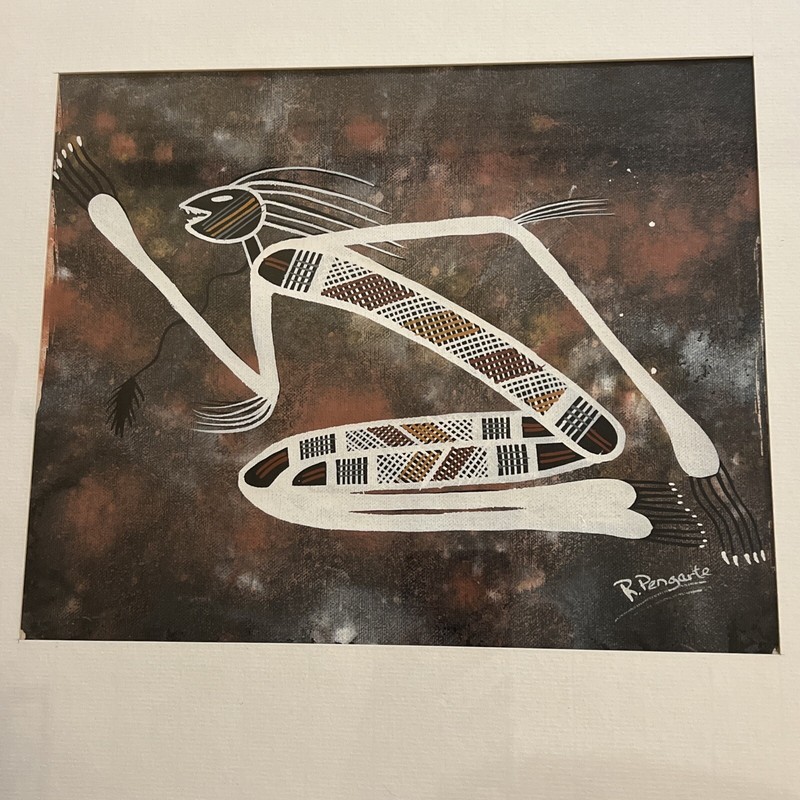Reg Pengarte (Aboriginal) (b.1966) Original, Signed, Framed Painting 17 X 21