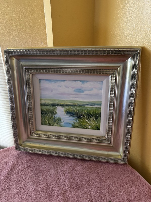Gorgeous Impressionist Landscape Painting 8×10 w/Massive Gold Frame 16×16, w/COA