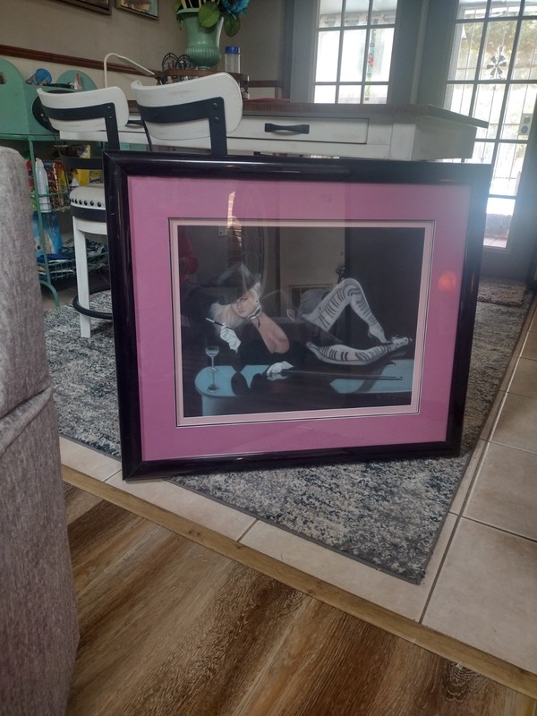 Large Vintage Original Chaulk By Playboy Artist Framed/Matted Signed By Wise
