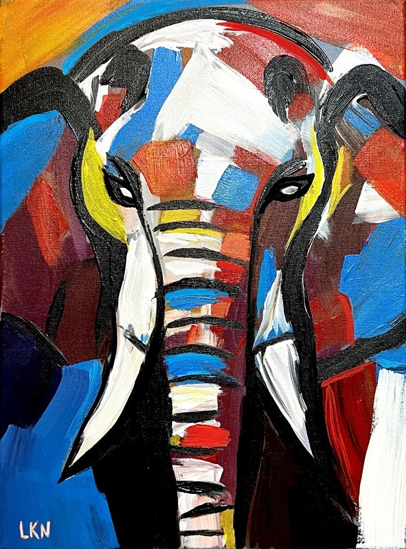Laeknapes Abstract Art 12X16 Canvas Expressionist Home Decor Elephant Portrait gallery