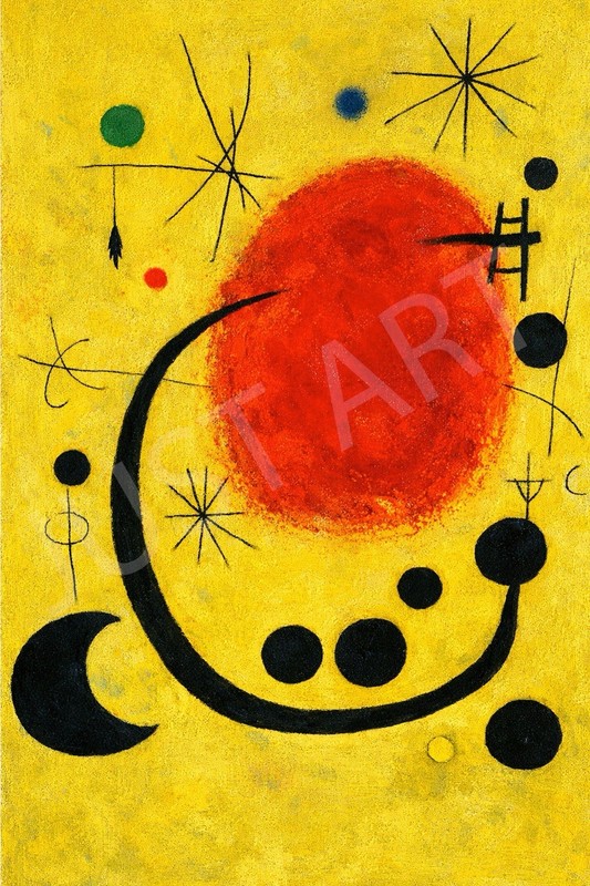 Abstract Cosmic Symbol Canvas Art – Bold Yellow Modern Composition, 24 x 36 in gallery
